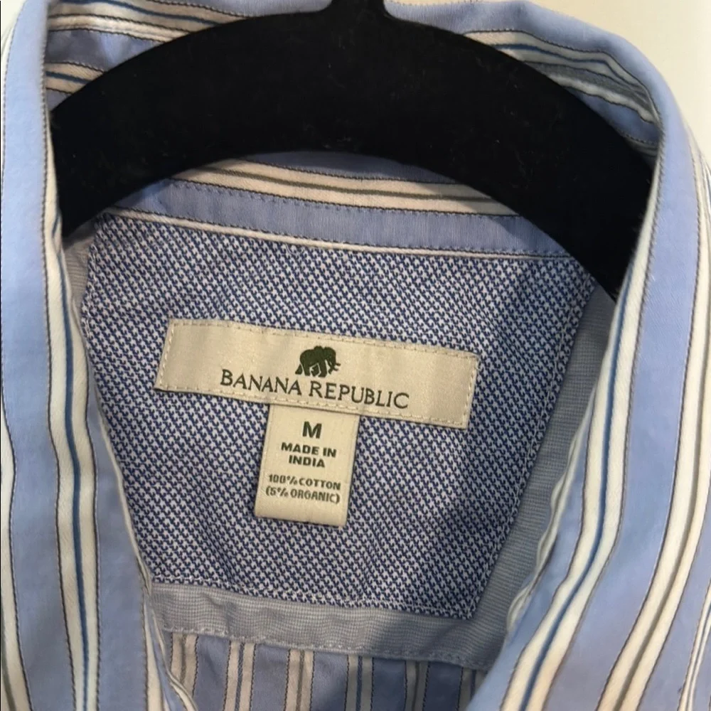 BANANA REPUBLIC Blue Striped Men's Shirt SZ M